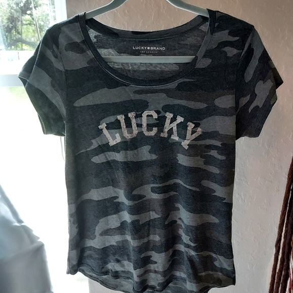 Lucky Brand Women's Camouflage T-Shirt - Gray - Picture 1 of 3